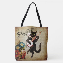 Bolso De Tela Gracioso músico banjo Cat Tote Bag