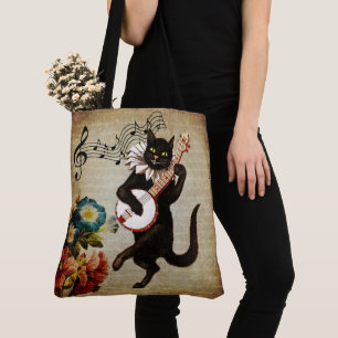 Bolso De Tela Gracioso músico banjo Cat Tote Bag