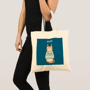 Bolso De Tela Gracioso Naranja sarcástico Cat Nope