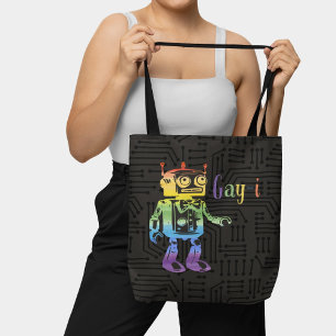 Bolso De Tela Gracioso orgullo gay arcoiris Chiste AI Robot Pun