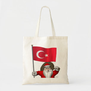 Bolso De Tela Gracioso Papá Noel Con Bandera De Turquía