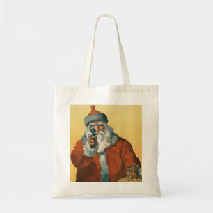 Bolso De Tela Gracioso Papá Noel con una pistola de Navidades