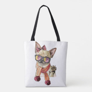 Bolso De Tela Gracioso Papel de envolver de perro Chihuahua Gran