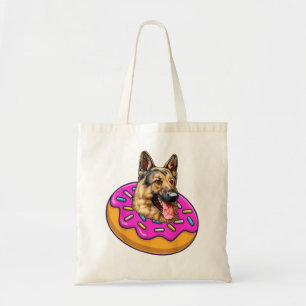 Bolso De Tela Gracioso perro pastor alemán montando dinosaurio y