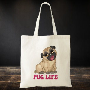Bolso De Tela Gracioso Personalizado de la vida de Pug Puppy Per