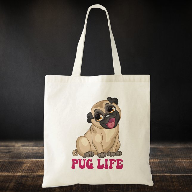 Bolso De Tela Gracioso Personalizado de la vida de Pug Puppy Per (Subido por el creador)