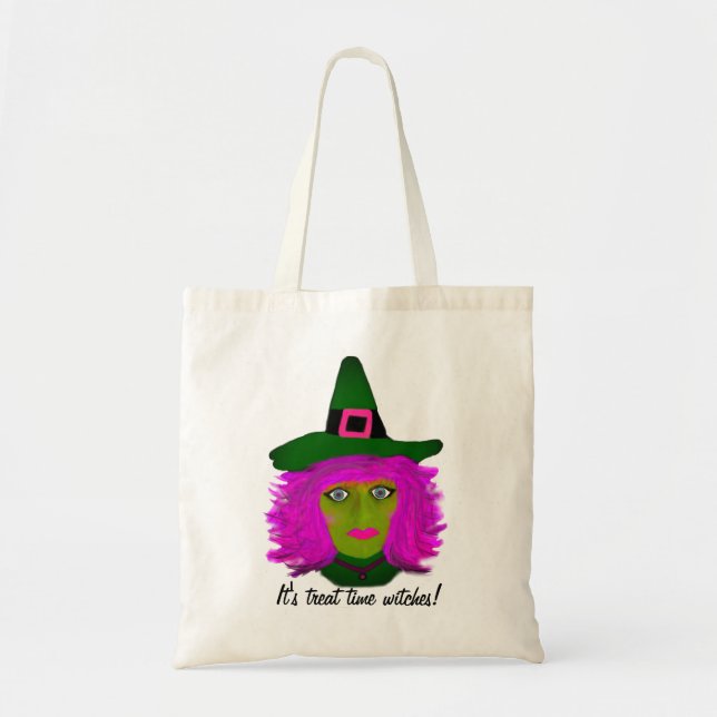 Bolso De Tela Gracioso presupuesto de Halloween con pelo rosado  (Frente)