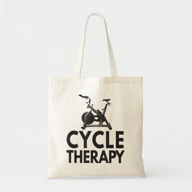 Bolso De Tela Gracioso Pun Indoor Spin Clase Ciclo-Terapia (Frente)