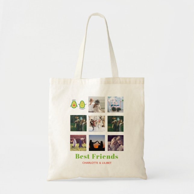 Bolso De Tela Gracioso regalo de COLLAGE DE FOTOS BFF Personaliz (Frente)