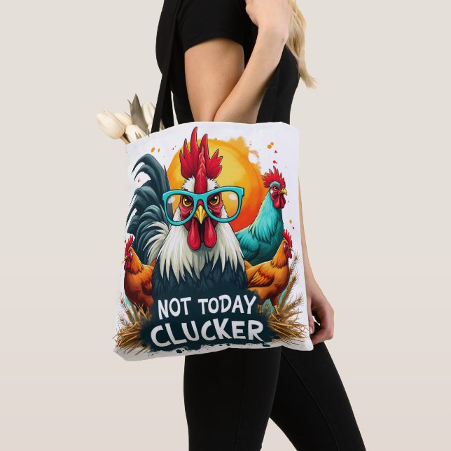 Bolso De Tela Gracioso Rooster "Not Today Clucker" Farm Life Art (Detalle)