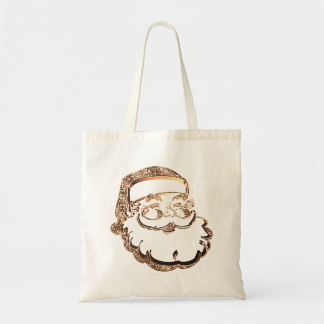 Bolso De Tela Gracioso Santa Claus Papá Oro Navidad (Frente)