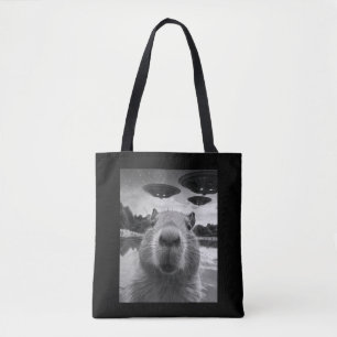 Bolso De Tela Gracioso Selfie de Capibara con OVNI raros