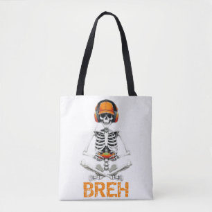 Bolso De Tela Gracioso Skeleton Gamer BRUH Juego de Halloween