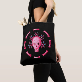 Bolso De Tela Gracioso Skull Rosa Halloween Whimsigoth
