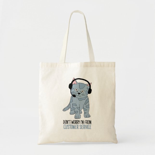 Bolso De Tela Gracioso Sonriente Servicio al Cliente Gato Épico  (Frente)