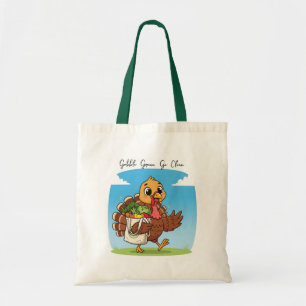 Bolso De Tela Gracioso Tote de Acción de Gracias - Gobble Green 
