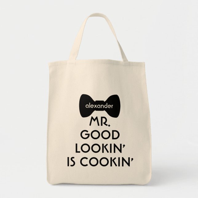 Bolso De Tela Gracioso y moderno Sr. Buena Cocina Bowtie (Frente)