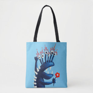Bolso De Tela Graciosos Monster Flores Niños Azules
