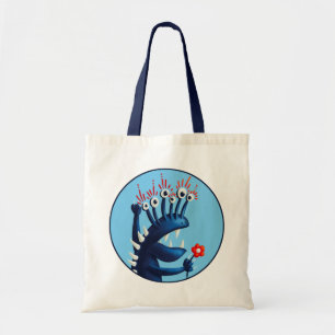 Bolso De Tela Graciosos Monster Flores Niños Azules