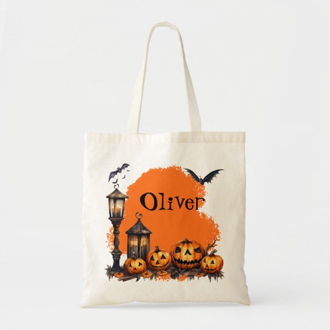 Bolso De Tela Graciosos murciélagos de Halloween y espeluznante  (Frente)