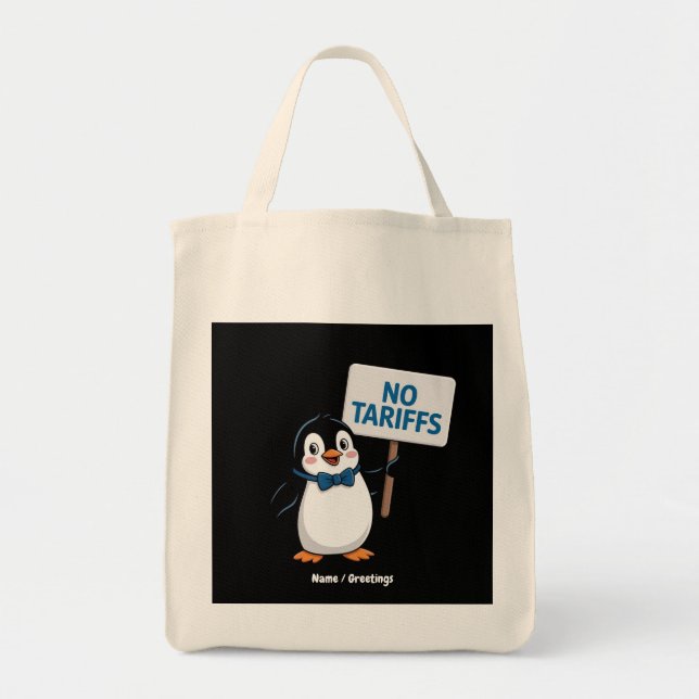 Bolso De Tela Graciosos pingüinos SIN TARIFAS Impuestos divertid (Frente)