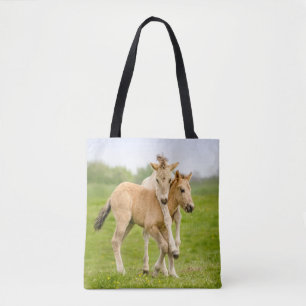 Bolso De Tela Graciosos Y Salvajes Terneros De Caballos De Konik
