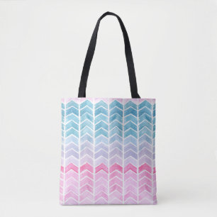 Bolso De Tela Gradiente Chevron: Patrón Herringbone de acuarela.