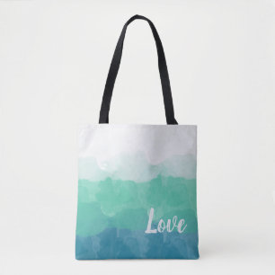 Bolso De Tela Gradiente de amor Ombre Turquesa Azul y Neo Mint