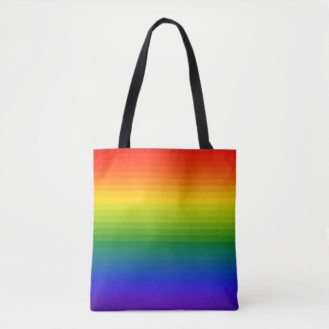 Bolso De Tela Gradiente de arco iris tachado (Anverso)