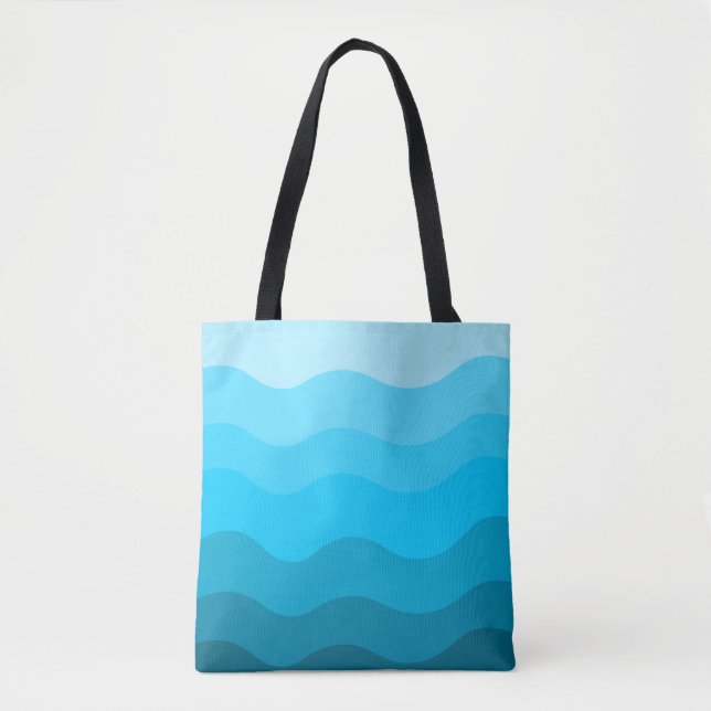 Bolso De Tela Gradiente de olas del océano azul (Anverso)