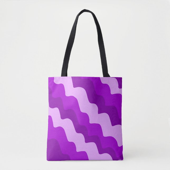 Bolso De Tela Gradiente de ondas oceánicas violetas (Anverso)