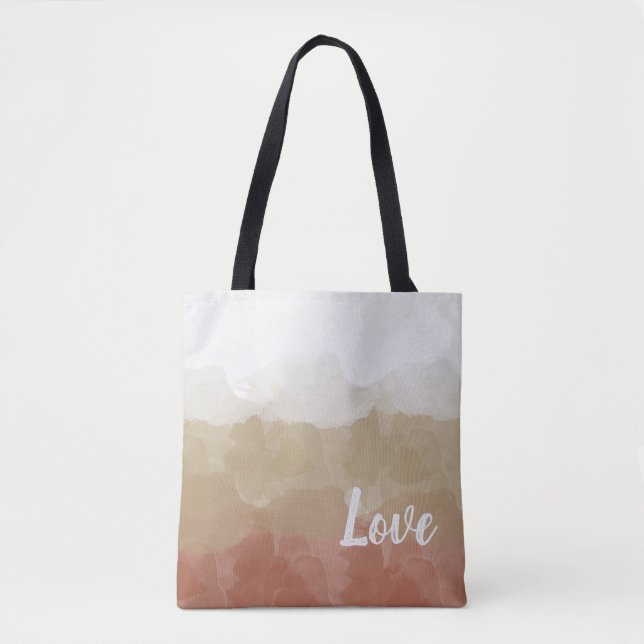 Bolso De Tela Gradiente graceado de Ombre Brown y Tan Love (Anverso)