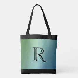 Bolso De Tela Gradiente Ombre Azul Verde con Monograma