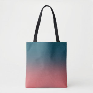 Bolso De Tela Gradiente rosa de coral oscuro, Verde azulado y br