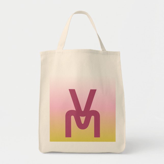 Bolso De Tela Gradiente Rosa y Dorado Monograma (Frente)