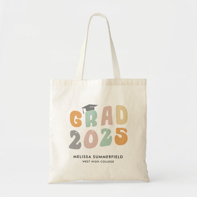 Bolso De Tela Graduación 2025 Grado Retro Personalizado de Educa (Frente)
