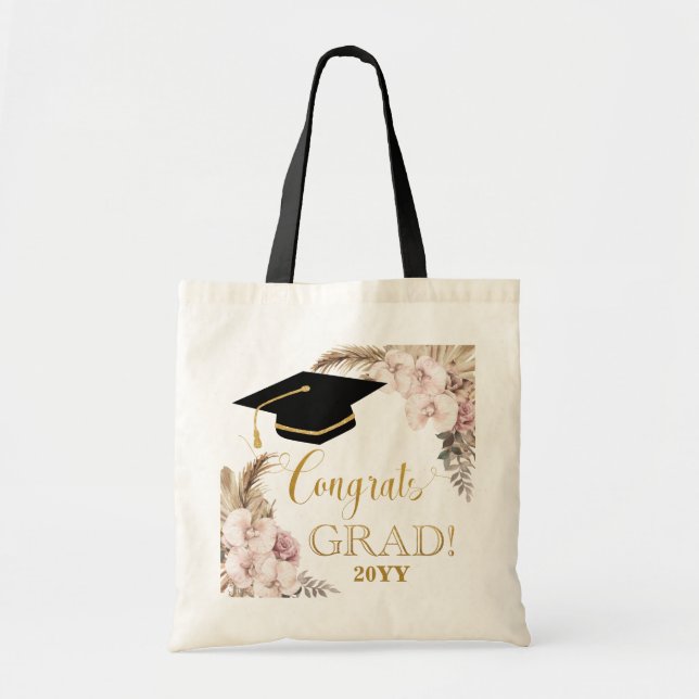 Bolso De Tela Graduación de Grado Boho Moda Orquídea Pampas (Frente)