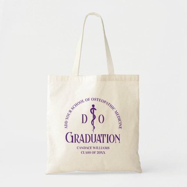 Bolso De Tela Graduación de la Escuela Médica Osteopática Púrpur (Frente)