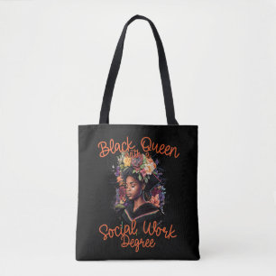 Bolso De Tela Graduación de la Reina Negra de Trabajo Social