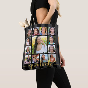 Bolso De Tela Graduación de oro negro guión de Collage de fotos