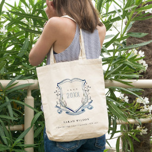 Bolso De Tela Graduación del Escudo de color de moda azul de flo