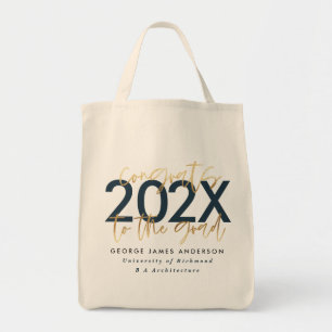 Bolso De Tela Graduación elegante de escritura moderna en azul y