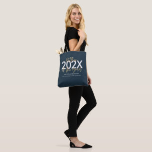 Bolso De Tela Graduación elegante de escritura moderna en azul y