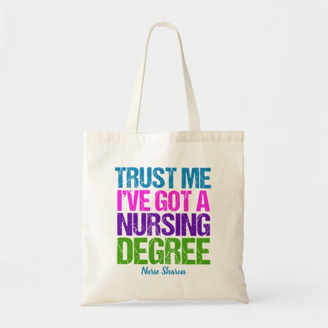 Bolso De Tela Graduación en la escuela de Enfermería divertida E (Frente)