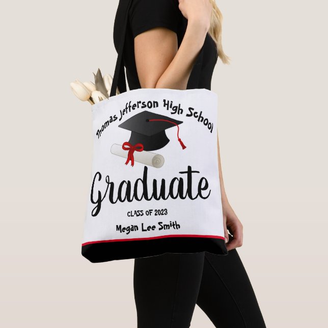 Bolso De Tela Graduado Gorra Tassel y Scroll (Detalle)