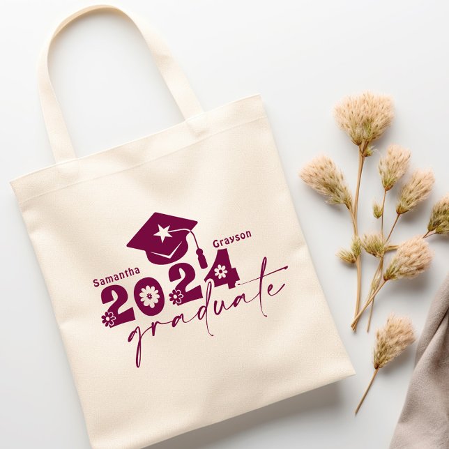 Bolso De Tela Graduado personalizado de 2024 Maroon (Subido por el creador)