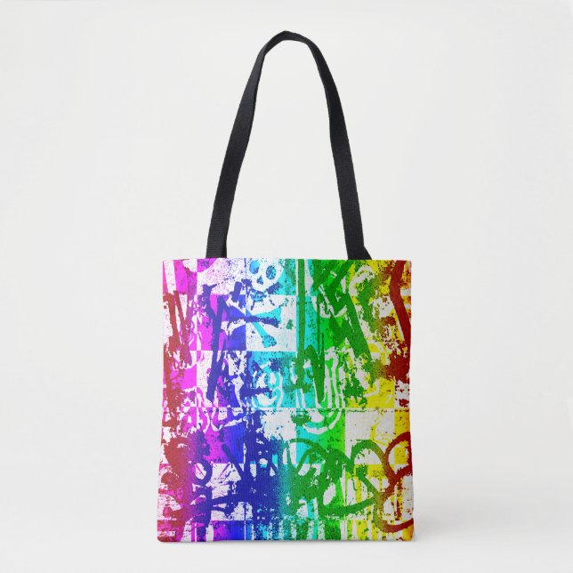 Bolso De Tela Graffiti arcoiris Tote Bag (Anverso)