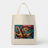 Graffiti, chica, colorido, rojo, azul, vibrante, p