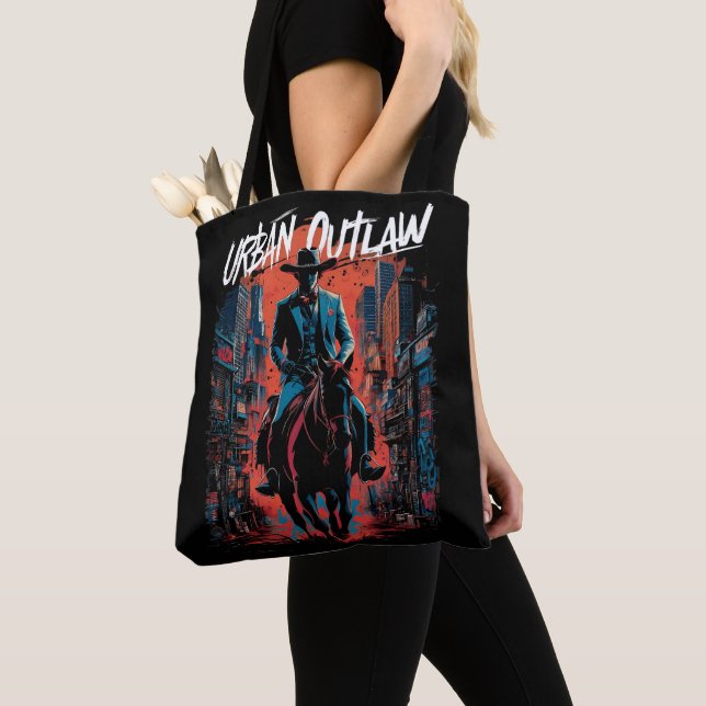 Bolso De Tela Graffiti de Cowboy urbano Edgy moderno occidental (Detalle)