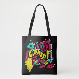 Bolso De Tela Graffiti de texto de historietas abstractas labios